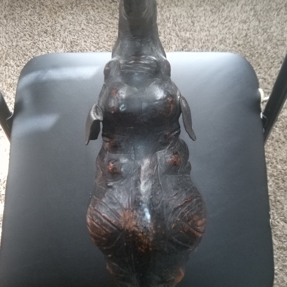 Antique Leather Elephant Vintage 1960's Leather Sculpture small Elephant Home De - Picture 2 of 4